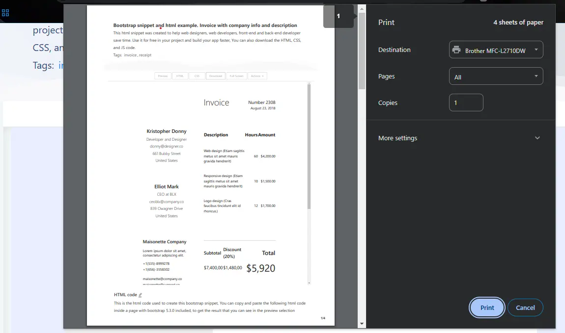 An image of the google chrome print to pdf dialog